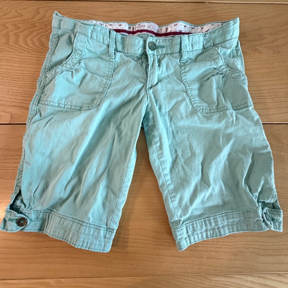 Hollister Bermuda Shorts Women Size 3 Aqua Teal Stretch Casual Minimalist Indie